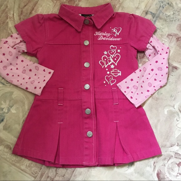 Harley-Davidson Other - Harley Davidson Toddlers Pink Jean Dress Size 2T